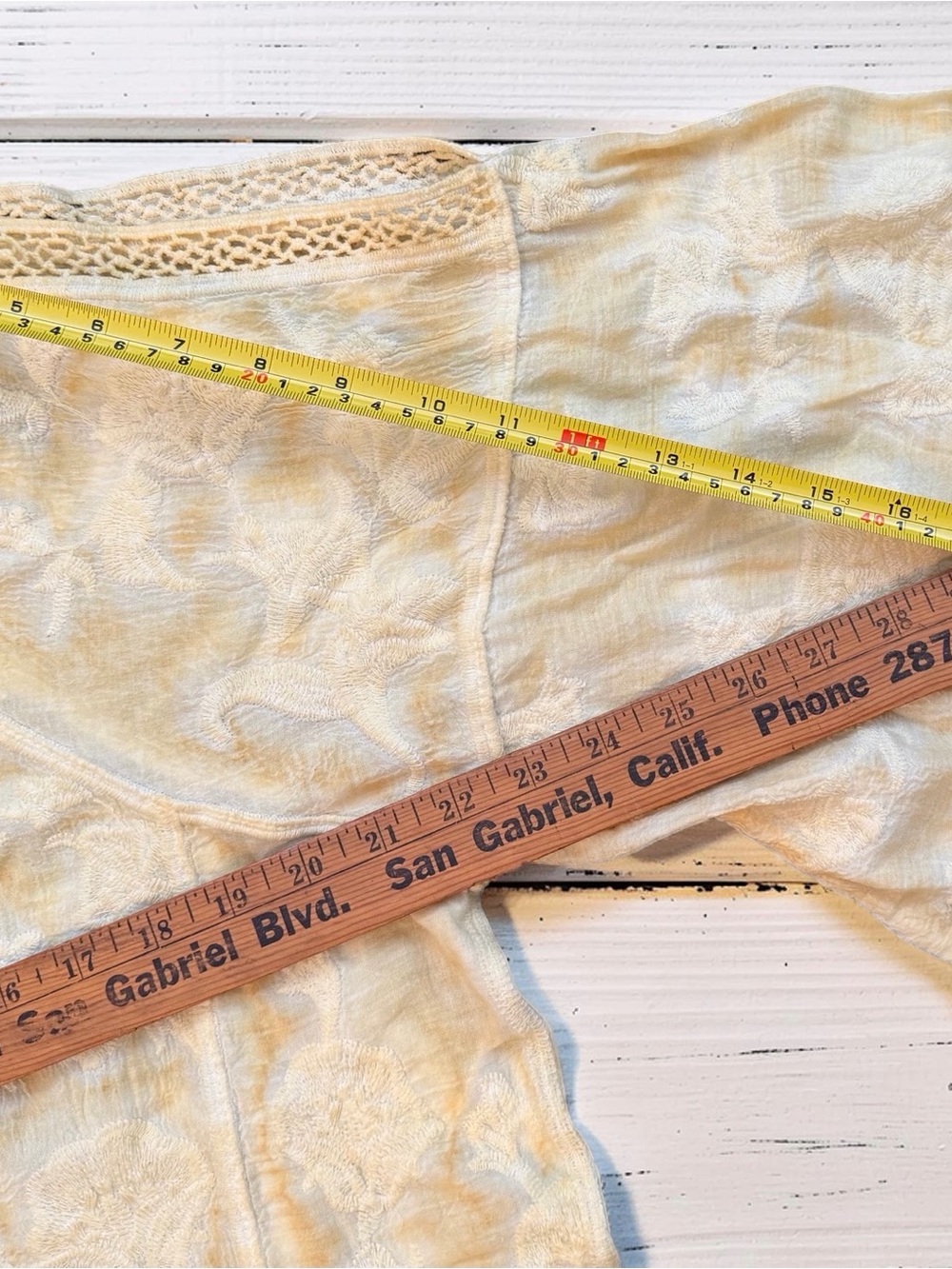 Democracy Boho Cottagecore Lace Trim Top - Soft Lemon Yellow - Picture 5 of 10